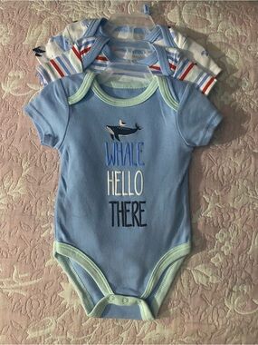 Kidgets Light Blue Whale Graphic One-Piece Bodysuit